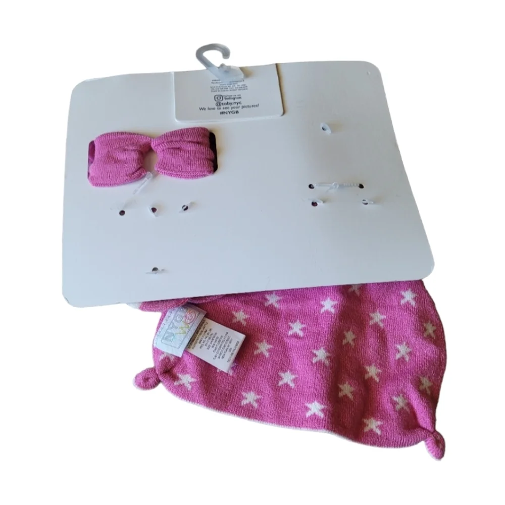 NYGB Baby 3 Piece Set with Lovey Blanket Blankie Baby Girl Pink White NWT